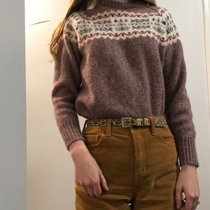 Scottish wool dusty mauve fair isle sweater